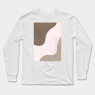 Neutral Abstract Shapes, Line Art Drawing, Scandi Artwork 1 Long Sleeve T-Shirt